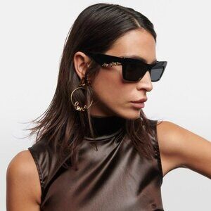 D&G DG4435 501/87 BRAND NEW Sunglasses Black Grey Cat Eye Women